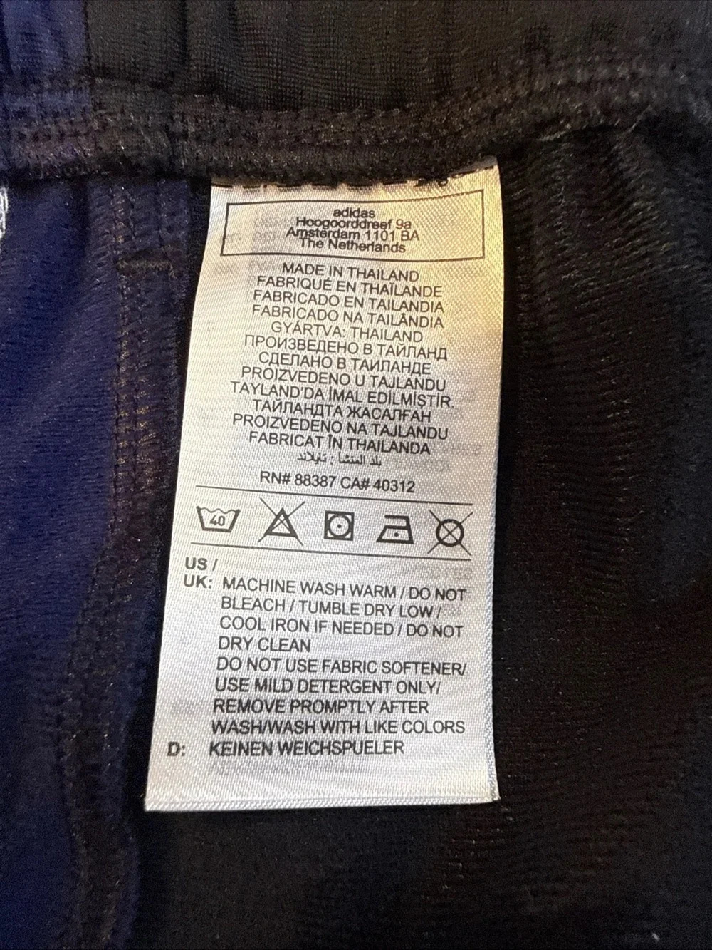 Women Adidas Black Track Pants with Navy and White Side Stripes